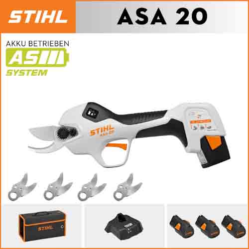 STIHL ASA20*1, Lithiumbatterie*3, Aufbewahrungsbox*1, Schneidkopf*5, Ladegerät*1